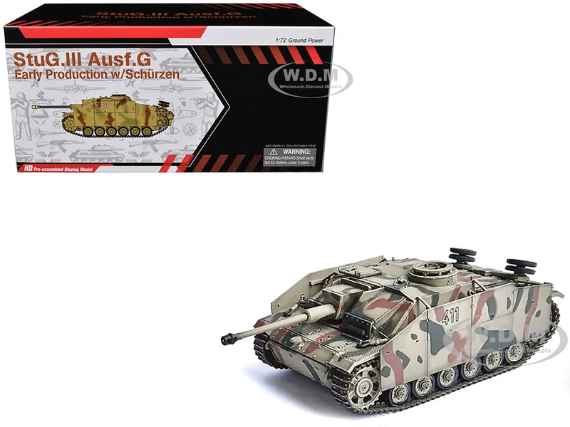 Germany StuG.III Ausf.G Early Production Tank with Schurzen #411 "Panzer Abteilung 115, Italy" (1943) "NEO Dragon Armor" Series 1/72 Plastic Model by Dragon Models - Military Models