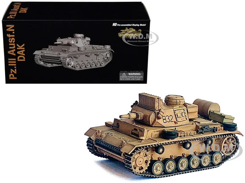Germany Pz.Kpfw.III Ausf.N DAK Tank #832 "s.Pz.Abt.501, Tunisia" (1942/43) "NEO Dragon Armor" Series 1/72 Plastic Model by Dragon Models - Military Models