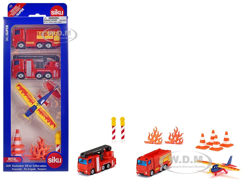 Fire Brigade 11 piece Set Diecast Models by Siku - Fire and Rescue Models
