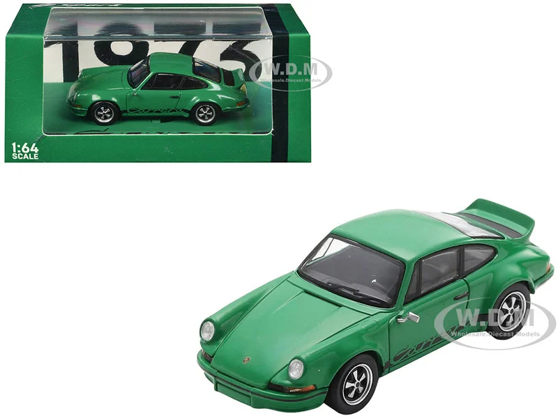 1973 Porsche 911 Carrera RSR 2.8 Green with Black Stripes 1/64 Model Car by Spark - Porsche Models