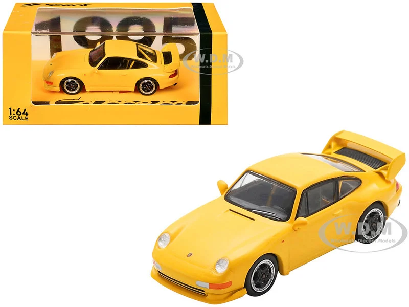 1995 Porsche 911 Carrera RS 3.8 Yellow 1/64 Model Car by Spark - Porsche Models
