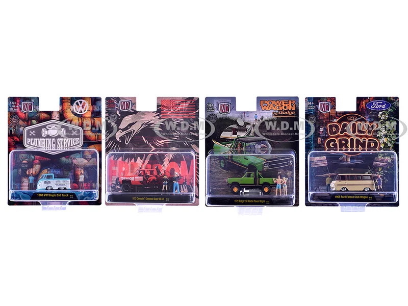 "Auto News" Release 15 Set of 4 Cars Limited Edition to 8500 pieces Worldwide 1/64 Diecast Model Cars by M2 Machines - 1/64 Scale Sets