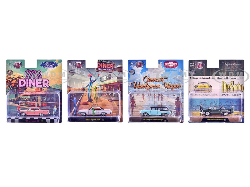 "Auto News" Release 16 Set of 4 Cars Limited Edition to 8500 pieces Worldwide 1/64 Diecast Model Cars by M2 Machines - 1/64 Scale Sets