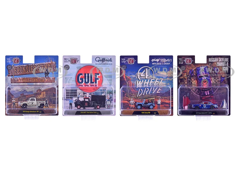 "Auto News" Release 18 Set of 4 Cars Limited Edition to 8000 pieces Worldwide 1/64 Diecast Model Cars by M2 Machines - 1/64 Scale Sets