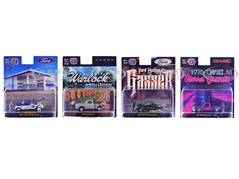 "Auto News" Release 19 Set of 4 Cars Limited Edition to 6000 pieces Worldwide 1/64 Diecast Model Cars by M2 Machines - 1/64 Scale Sets