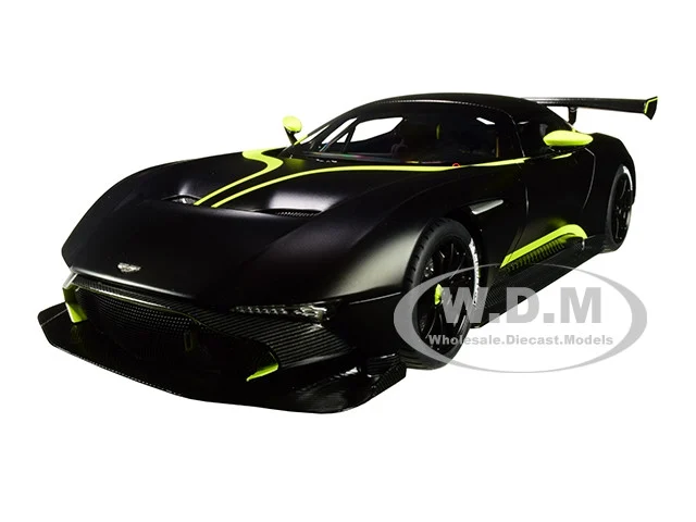 Aston Martin Vulcan Matt Black with Lime Green Stripes 1/18 Model Car by Autoart - Aston Martin Models