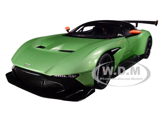 Aston Martin Vulcan Apple Tree Green Metallic with Orange Accents and Carbon Top 1/18 Model Car by Autoart - Aston Martin Models