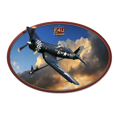 Corsair F4U Oval Metal Sign - Vintage Sign Co.