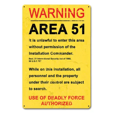 Area 51 Metal Sign - 12" x 18"