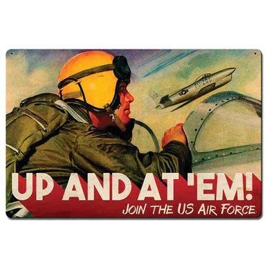 Up And At 'Em Air Force Metal Sign - Vintage Sign Co.