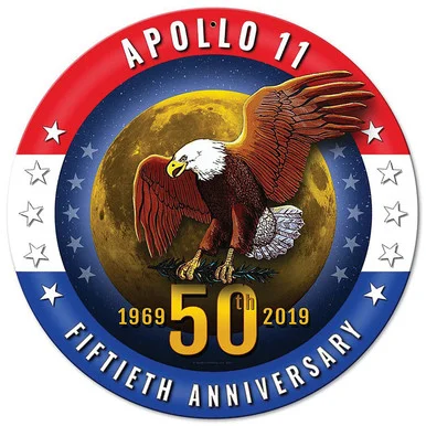 Apollo 11 50th Anniversary Patriotic Round Metal Sign - Vintage Sign Co.