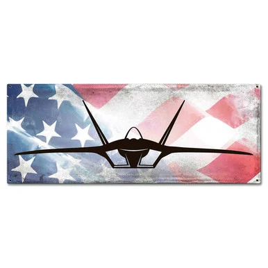 F-22 Silhouette U.S. Flag Metal Sign