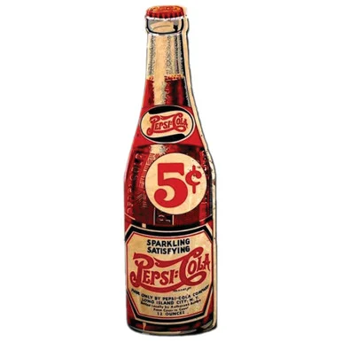 Pepsi 5 Cent Bottle Cut-Out Metal Sign
