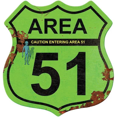 Area 51 Shield Cut-Out Metal Sign
