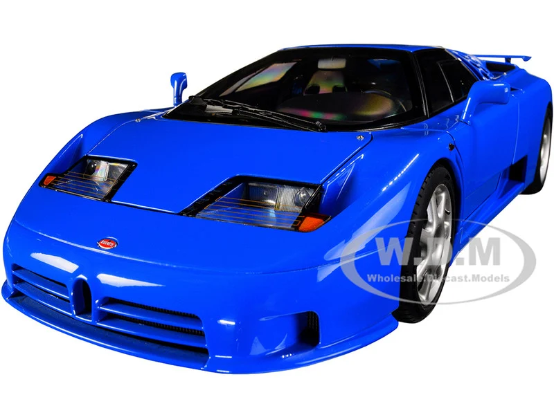 Bugatti EB110 SS Super Sport French Racing Blue with Silver Wheels 1/18 Model Car by Autoart - Bugatti Models
