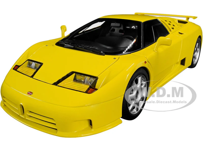Bugatti EB110 SS Super Sport Giallo Bugatti Yellow with Silver Wheels 1/18 Model Car by Autoart - Bugatti Models
