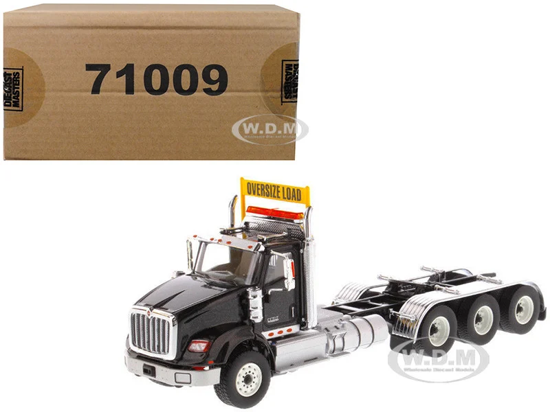 International HX620 Day Cab Tridem Tractor Black 1/50 Diecast Model by Diecast Masters - International Models