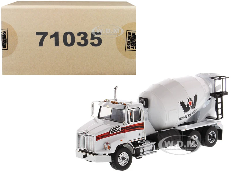 Western Star 4700 SB Concrete Mixer Truck White 1/50 Diecast Model by Diecast Masters - Western Star Models