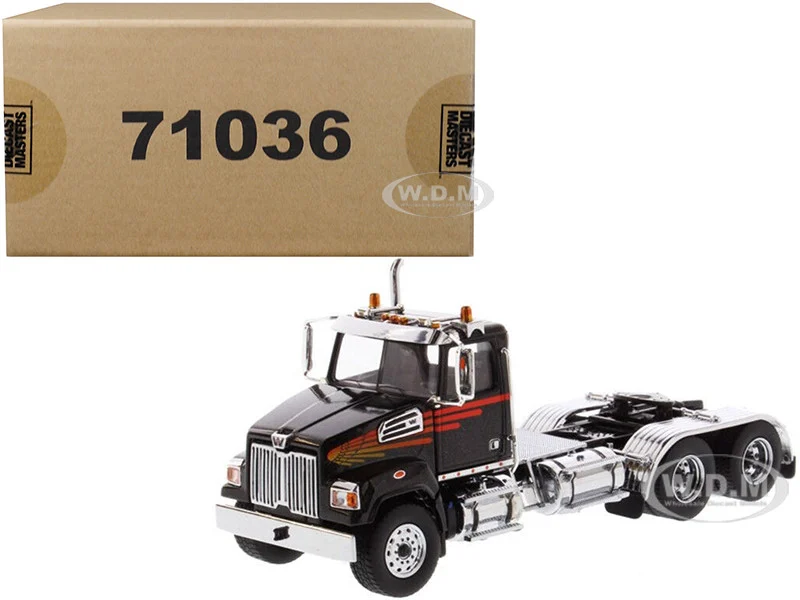 Western Star 4700 SF Tandem Day Cab Tractor Metallic Black 1/50 Diecast Model by Diecast Masters - Western Star Models