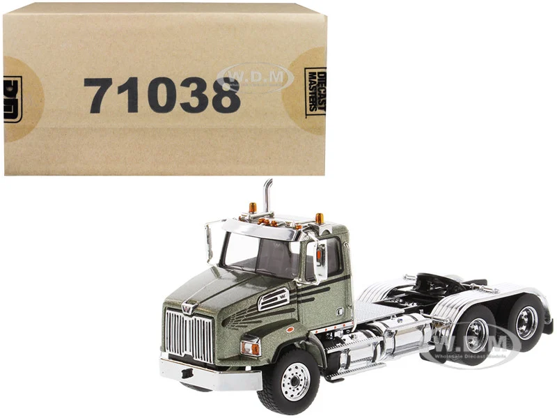 Western Star 4700 SB Tandem Day Cab Tractor Metallic Olive Green 1/50 Diecast Model by Diecast Masters - Western Star Models