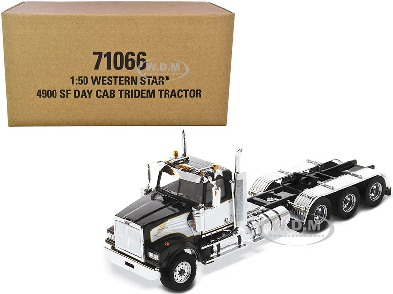Western Star 4900 SF Tridem Day Cab Truck Tractor Black "Transport Series" 1/50 Diecast Model by Diecast Masters - Western Star Models