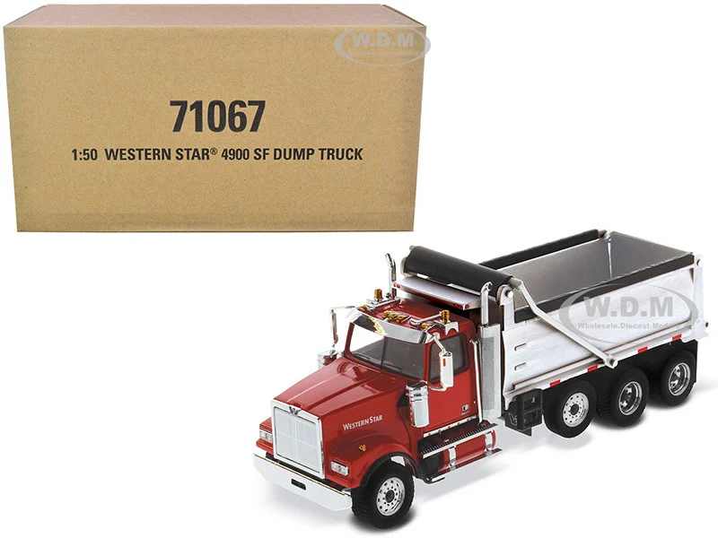 Western Star 4900 SF Dump Truck Red and Silver 1/50 Diecast Model by Diecast Masters - Western Star Models