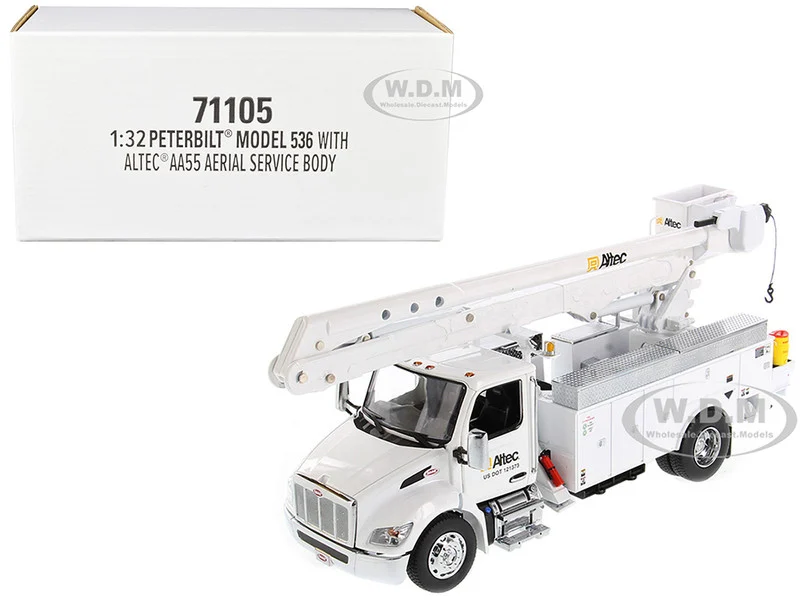 Peterbilt 536 Truck with Altec AA55 Aerial Service Body White "Transport Series" 1/32 Diecast Model by Diecast Masters - Peterbilt Models