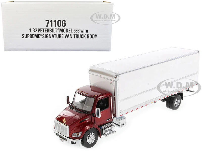 Peterbilt 536 Truck with Supreme Signature Van Body Red Metallic "Transport Series" 1/32 Diecast Model by Diecast Masters - Peterbilt Models