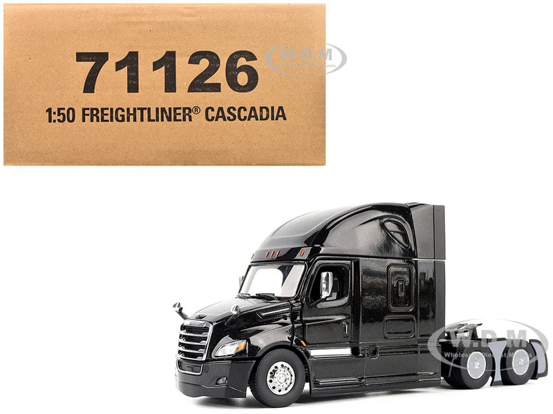 Freightliner New Cascadia Sleeper Cab Truck Tractor Black "Transport Series" 1/50 Diecast Model by Diecast Masters - Freightliner Models
