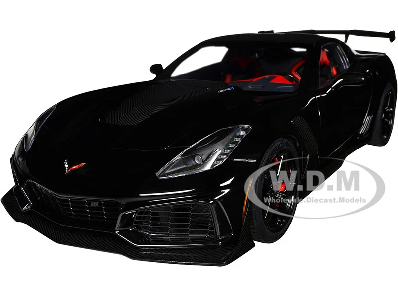 2019 Chevrolet Corvette C7 ZR1 Black with Carbon Top 1/18 Model Car by Autoart - Chevrolet Models