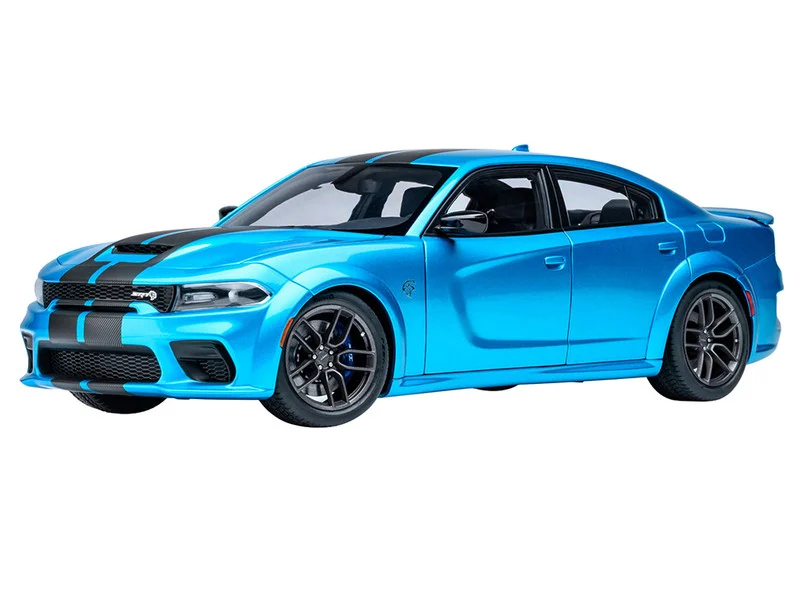 Dodge Charger SRT Hellcat Redeye B5 Blue Metallic with Carbon Stripes 1/18 Model Car by Autoart - Dodge Models
