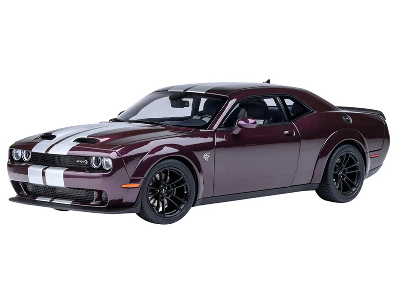 2022 Dodge Challenger SRT Jailbreak Hellraisin Purple with White Stripes 1/18 Model Car by Autoart - Dodge Models