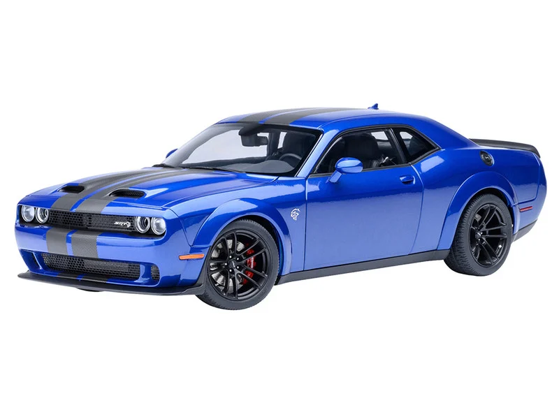 2022 Dodge Challenger SRT Jailbreak Indigo Blue Metallic with Carbon Stripes 1/18 Model Car by Autoart - Dodge Models