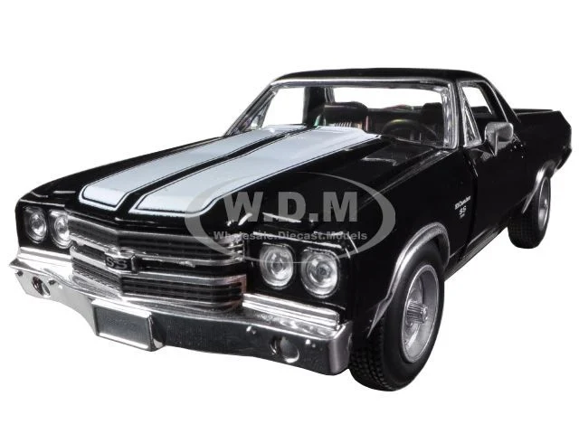 1970 Chevrolet El Camino SS Black with White Stripes "Muscle Car Collection" 1/25 Diecast Model Car by New Ray - Chevrolet Models
