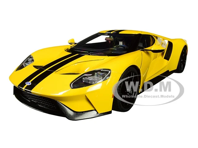 2017 Ford GT Triple Yellow with Black Stripes 1/18 Model Car by Autoart - Ford Models