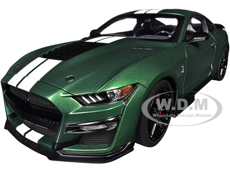 Ford Mustang Shelby GT500 Eruption Green Metallic with White Stripes 1/18 Model Car by Autoart - Ford Models