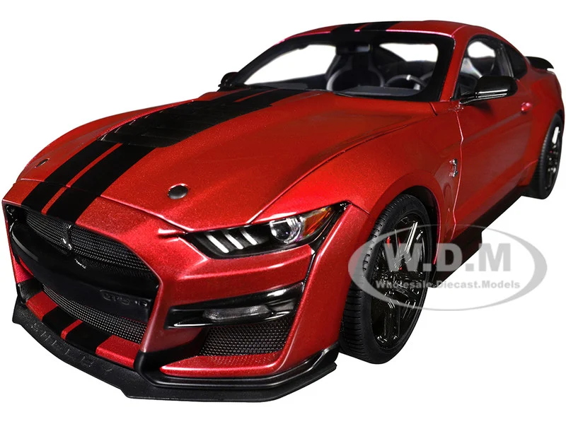 Ford Mustang Shelby GT500 Rapid Red Metallic with Black Stripes 1/18 Model Car by Autoart - Ford Models