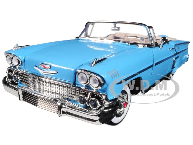 1958 Chevrolet Impala Convertible Light Blue "Timeless Classics" 1/18 Diecast Model Car by Motormax - Chevrolet Models