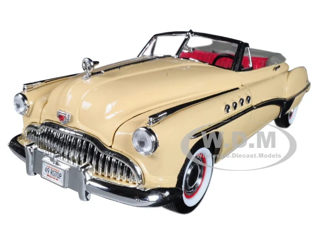 1949 Buick Roadmaster Cream with Red Interior 1/18 Diecast Model Car by Motormax - Buick Models