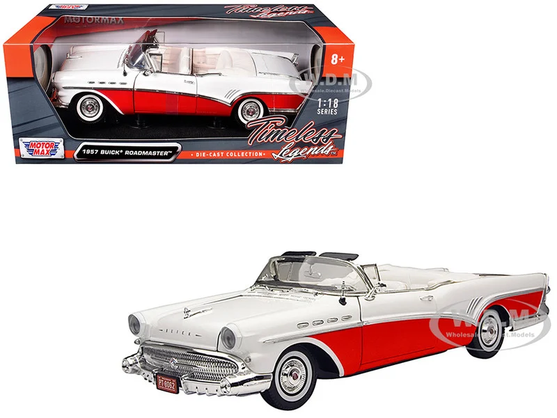 1957 Buick Roadmaster Convertible Red 1/18 Diecast Model Car by Motormax - Buick Models
