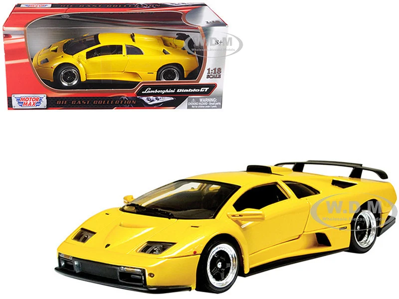 Lamborghini Diablo GT Yellow 1/18 Diecast Model Car by Motormax - Lamborghini Models