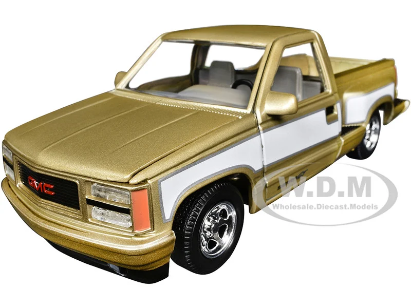 1992 GMC Sierra GT Pickup Truck Gold Metallic with White Sides "American Classics" Series 1/24 Diecast Model Car by Motormax - GMC Models