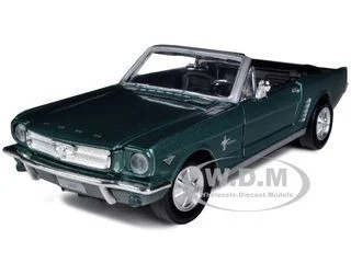 1964 1/2 Ford Mustang Convertible Green Metallic 1/24 Diecast Model Car by Motormax - Ford Models
