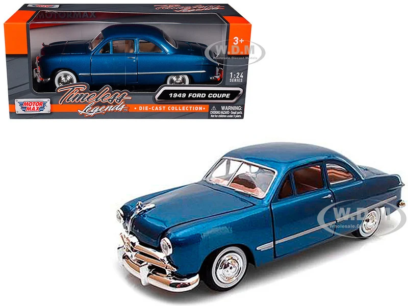 1949 Ford Coupe Blue 1/24 Diecast Model Car by Motormax - Ford Models