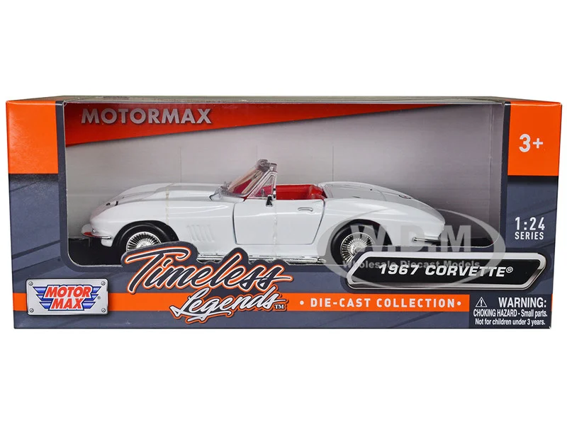 1967 Chevrolet Corvette C2 Convertible White with Red Interior "Timeless Legends" Series 1/24 Diecast Model Car by Motormax - Chevrolet Models