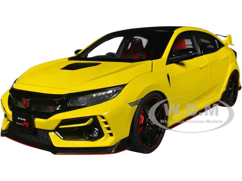 2021 Honda Civic Type R (FK8) RHD (Right Hand Drive) Sunlight Yellow Limited Edition 1/18 Model Car by Autoart - Honda Models