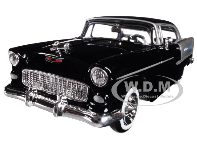 1955 Chevrolet Bel Air Black and Silver 1/24 Diecast Model Car by Motormax - Chevrolet Models