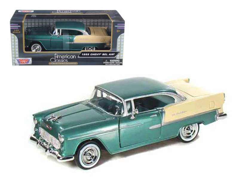 1955 Chevrolet Bel Air Green 1/24 Diecast Model Car by Motormax - Chevrolet Models