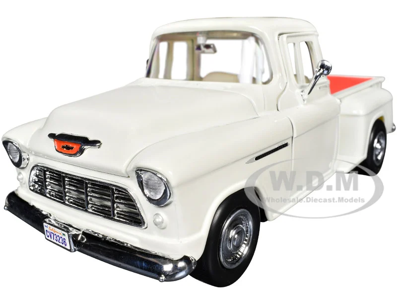1955 Chevrolet 3100 Stepside Pickup Truck Cream with White Interior "Timeless Legends" Series 1/24 Diecast Model Car by Motormax - Chevrolet Models