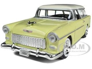 1955 Chevrolet Bel Air Nomad Yellow with White Top 1/24 Diecast Model Car by Motormax - Chevrolet Models